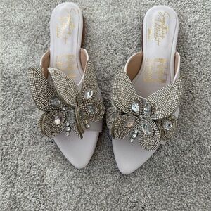 Sophia Webster Silver Embellished Mules